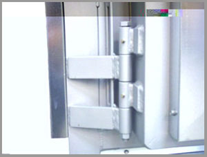 Image close up of kiln door hinge
