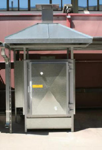 Image Geil Downdraft Gas Kiln Front View with Weather Hood